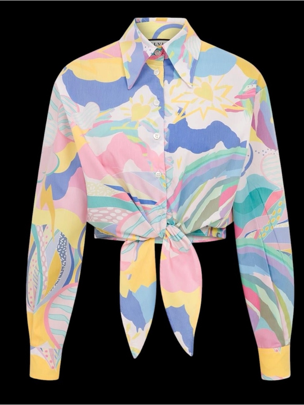 ILVI Paster Art Multicolor Tie-Front Button-Down Shirt
